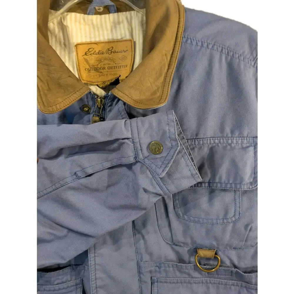 Eddie Bauer Vintage Chore Coat, Barn Jacket Leather Collar Utility Workwear - Picture 2 of 14